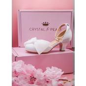 White Oversized Bow Low Heel Communion Shoes for Girls – SHOE19 image