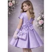 Lilac Mikado Confirmation Dress with Bow Back Matching Bag&amp;Gloves Style AL5891 image