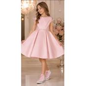 Blush Pink Luxury Mikado Confirmation Dress with Pearls  Waistband, Gloves &amp; Matching Handbag Style AL5892 image