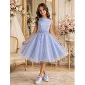 Copen Blue Satin/Tulle Confirmation Dress Style Ko27638