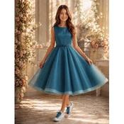 Turkish Blue Satin/Tulle/Lace Confirmation Dress Style Ko27634 image