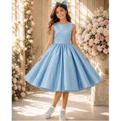 Blue Sleeves Confirmation Dress with Pearls&amp;Diamonds Details Style AL5695 image