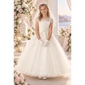 Sweetie Pie Ivory First Holy Communion Dress with Floral Details and Glitter Skirt Style 5039 image