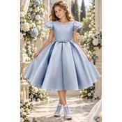 Blue Confirmation Dress with Pearl Bodice and Cap Sleeves Style AL5896 image