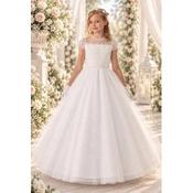 Sweetie Pie White Sparkle Lace Communion Dress Style 5049 image