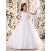 Sweetie Pie White Floral Lace&amp;Shimmer Communion Dress Style 5038 image