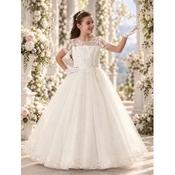 Sweetie Pie Ivory Floral Lace&amp;Shimmer Communion Dress Style 5038 image