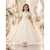 Rosa Bella Ivory 3D Floral Lace Communion Dress Style RB807 image