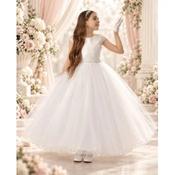 Rosa Bella White Pearl Sleeve Princess Communion Dress Style Rb813 image
