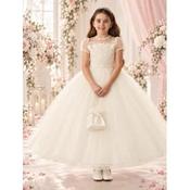 Rosa Bella Ivory Pearl Dot &amp; Lace Bow Communion Dress Rb800 image