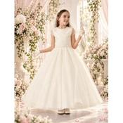 Rosa Bella Ivory Pearl &amp; Lace Communion Dress with Statement Bow Style Rb809 image