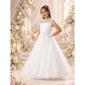 Rosa Bella White Pearl Tulle Communion Dress with  Bow Style Rb811 image