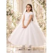 Rosa Bella White Pearl Dot Tulle Communion Dress Style Rb806 image