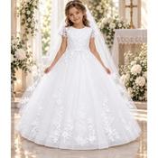Sweetie Pie White Exclusive Design Dress and Matching Veil Style S-SRC41-FA image