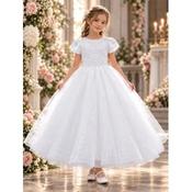 Fashion Angel by Sweetie Pie Lace &amp; Sparkle White Communion Dress Style S-SR10-FA image