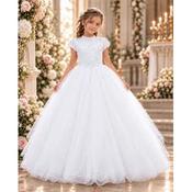 Fashion Angel Exclusive by Sweetie Pie Crystal Pearl Princess White Communion Dress Style S-SRC38-FA image