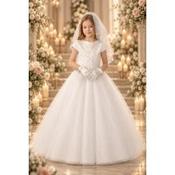 Linzi Jay White First Holy Communion Dress with Lace Details Style KENNEDY image