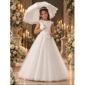 Linzi Jay Ivory Glitter First Holy Communion Dress with Lace Detail Style OPAL image