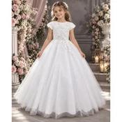 Linzi Jay White Glitter First Holy Communion Dress with Cap Sleeve Style PIPER-CPSL image