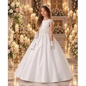 Linzi Jay White Satin First Holy Communion Dress with Lace Details Style TRUDY image