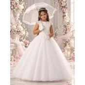 Linzi Jay White Glitter First Holy Communion Dress with Lace Detail Style OPAL image