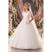 Sweetie Pie White First Holy Communion Dress with Embroidery Bodice and Matching Veil Style 5045 image