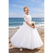 Paula’s White Lace &amp; Tulle Communion Dress Style PJ-101