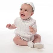 Sarah Louise Ivory Short Sleeved Christening Romper Style 002232S image