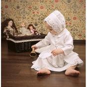 Linen Christening Dress Natural Lace