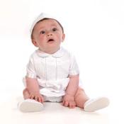 Sarah Louise White Short Sleeved Christening Romper Style 002232S image
