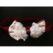 Lovely Burgundy/Cream Polka Dots Bow Handmade Headband op120 image