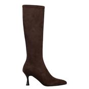 Miss Elastic Ladies Brown Suede Knee High Sock Boot 78041 image