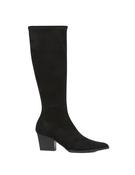 Miss Elastic Ladies Black Suede Knee High Sock Boot 78150 image