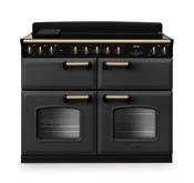 Rangemaster Classic Deluxe Bc 110 Induction Slate with Antique Brass trim | CLDLB110EIPSLT/AB1 **In Stock