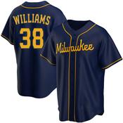 Men's Milwaukee Brewers Devin Williams Cool Base Replica Alternate Jersey - Navy image