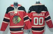 Men's Chicago Blackhawks #00 Clark Griswold Red Sawyer Hooded Sweatshirt Stitched Jersey image
