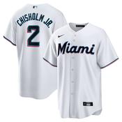 Men's Miami Marlins Jazz Chisholm Jr. Home Player Jersey - White image