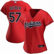 Womens Cleveland Indians Shane Bieber Cool Base Replica Jersey Red image