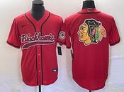 Men's Chicago Blackhawks Red Team Big Logo Cool Base Stitched Baseball Jersey image
