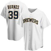 Men's Milwaukee Brewers Corbin Burnes Cool Base Replica Home Jersey - White image