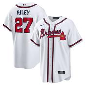 Youth Atlanta Braves Austin Riley Cool Base Replica Home Jersey - White image