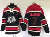 Men's Chicago Blackhawks #7 Brent Seabrook Black Sawyer Hooded Sweatshirt Stitched Jersey image