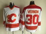 Men's Calgary Flames #30 Mike Vernon 1980-81 White CCM Vintage Throwback Jersey image