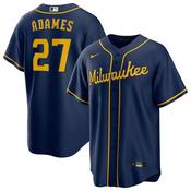 Men's Milwaukee Brewers Willy Adames Cool Base Replica Alternate Jersey - Navy image