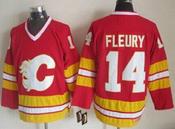 Men's Calgary Flames #14 Theoren Fleury Red Third Throwback CCM Jersey image