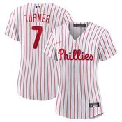 Women's Philadelphia Phillies Trea Turner Cool Base Replica Home Jersey - White image