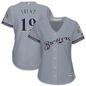 Women's Milwaukee Brewers Robin Yount Replica Road Jersey - Gray image