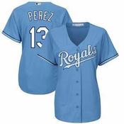 Womens Kansas City Royals Salvador Perez Cool Base Replica Jersey Light Blue image
