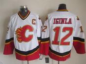 Men's Calgary Flames #12 Jarome Iginla 2003 White Throwback CCM Jersey image