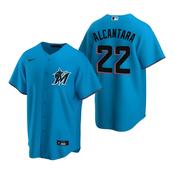 Mens Miami Marlins Sandy Alcantara Cool Base Replica Jersey Teal image